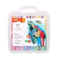 Маслени пастели Deli Color Emotion EC20124, 24 цвята, в PP прозрачна кутия