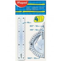 Комплект за чертане Maped, 4 части с линия 15 см.	