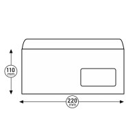 Пощенски плик DL 110х220 мм, БЯЛ, самозалепващ, с десен прозорец 