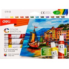 Темперни бои DELI Gouashe EC11-12, 12 цвята Темперни бои DELI Gouashe EC11-12, 12 цвята